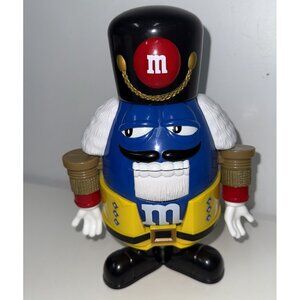 M&M Candy Dispenser Nutcracker Blue Yellow Holiday Limited Edition Toy Soldier
